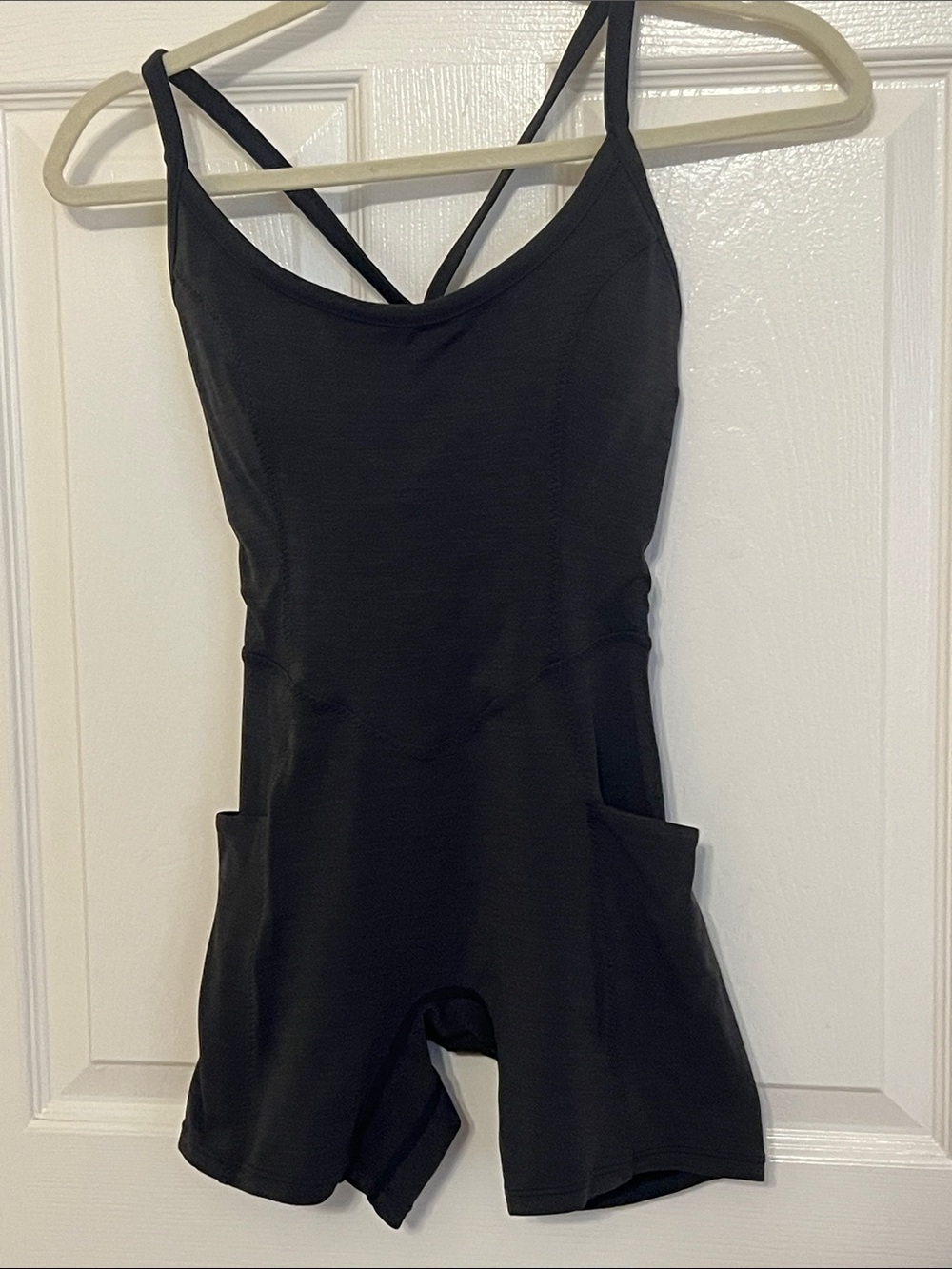 Black Strappy Athletic Romper Jumpsuit